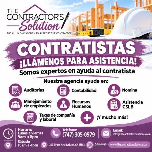 Contratistas, necesita ayuda? Llamenos hoy para asistirle.