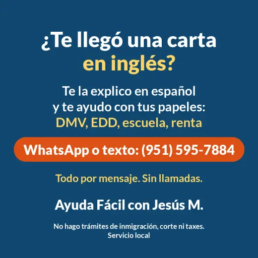 Ayuda con papeles en español por WhatsApp – cartas, DMV, EDD, CDL
