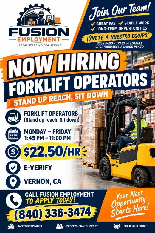 Forklift Operators/ Operadores de Montacargas
