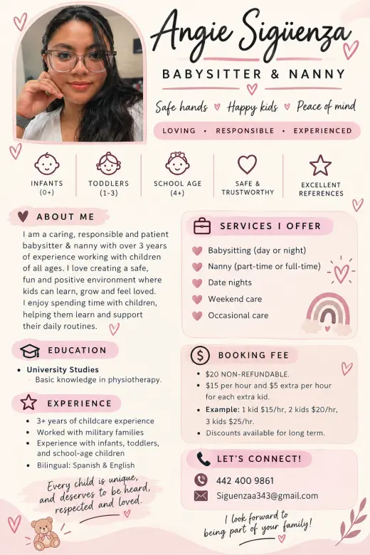 Ofrezco mis servicios como niñera