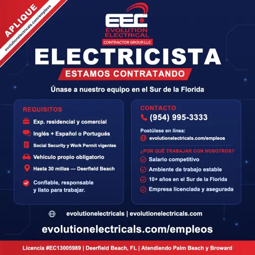 ELECTRICISTA — Empleo en Deerfield Beach