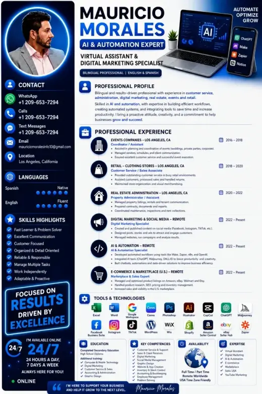 AI Automation, Virtual Assistant & Digital Marketing Services | California