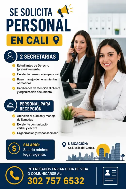 SE SOLICITA PERSONAL EN CALI