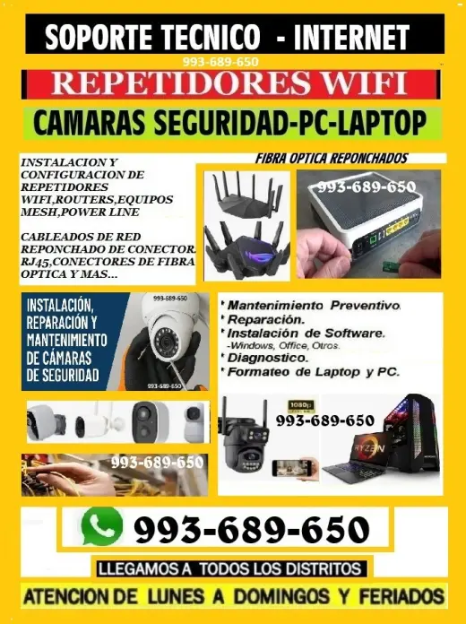 TECNICO CAMARAS VIGILANCIA,INTERNET WIFI,FIBRA OPTICA,PCS