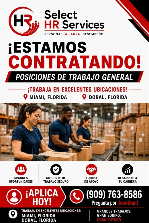 Oportunidades de Trabajo en Miami y Doral, Florida