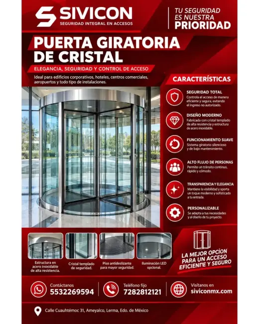 PUERTA GIRATORIA DE CRISTAL