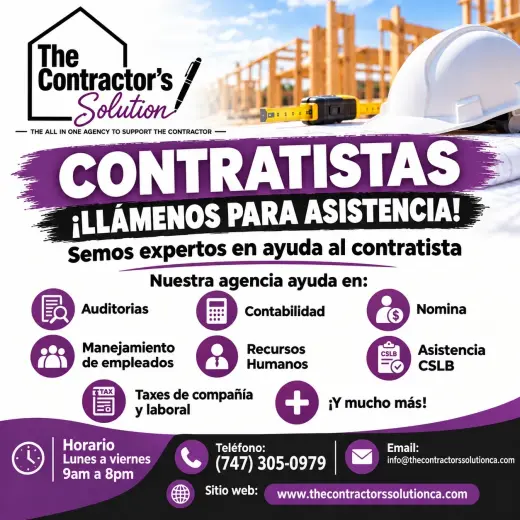 Contratistas, necesita ayuda? Llamenos hoy!