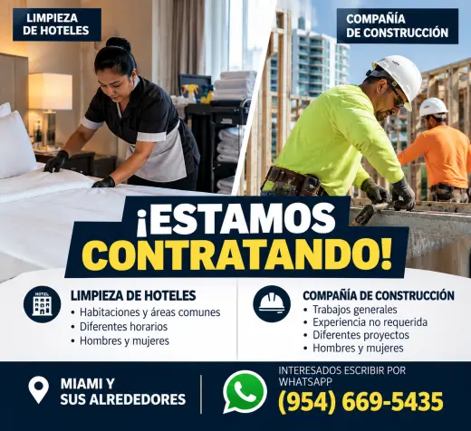 Trabajo en Limpieza y Construcción – Miami