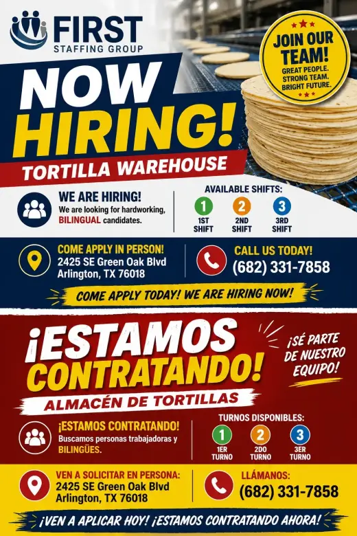 🌮 ALMACÉN DE TORTILLAS ¡ESTAMOS CONTRATANDO AHORA!