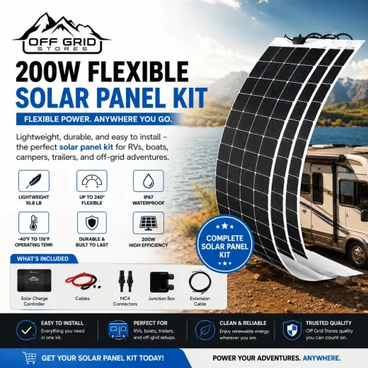 200W Flexible Solar Panel Kit | Lightweight | Off-Grid Stores