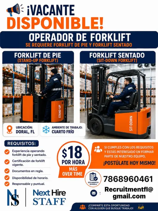 Operador de Forklift sentado y de pie