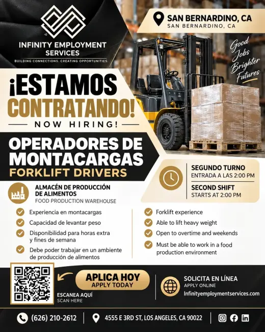 URGENTE CONTATRACION DE OPERADO DE MONTECARGA