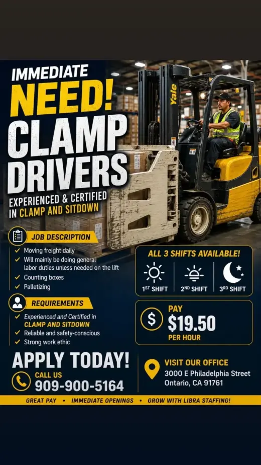 Se Necesitan Conductores de Clamp Certificados de Inmediato