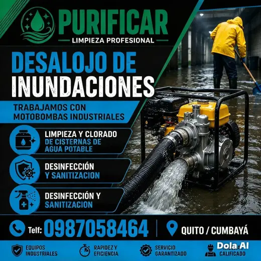 Desalojo de inundaciones con bombas En Quito Teléf. 0987058464