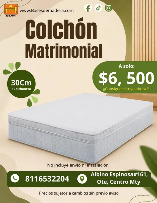 ¿Buscas un Colchón Matrimonial Ortopédico de 30 cm en Monterrey?