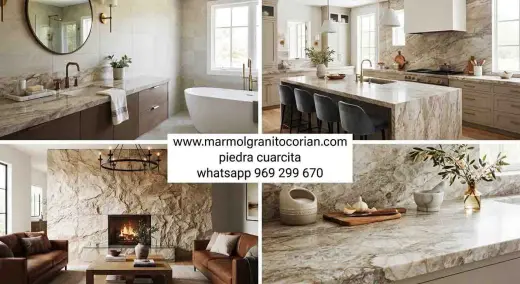 Cuarcita piedra natural para cocinas, baños, paredes interiores y exteriores