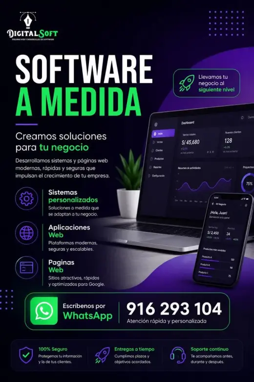 Desarrollo de software a medida y páginas web para negocios
