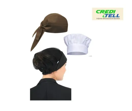 Cofias para uniformes de cocina varios colores y modelos