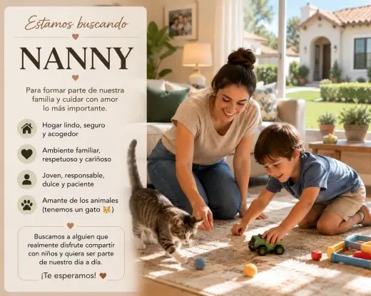 URGENTE VACANTE NANNY INTERNA