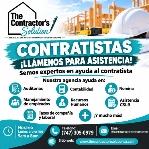 Contratista, necesita ayuda? Llamenos hoy para asistirle!