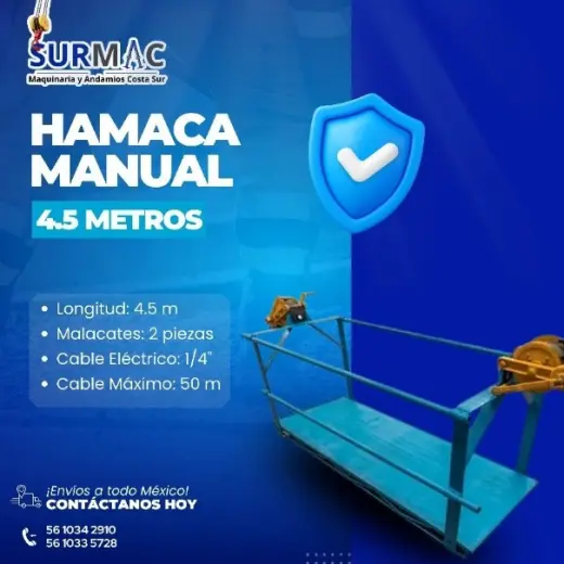 Hamaca manual de elevación de 4.5 metros