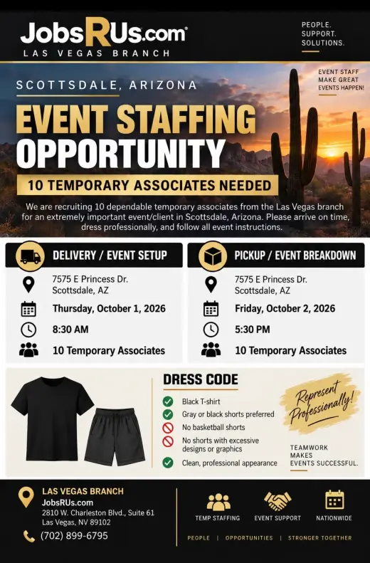Oportunidad de Empleo para Eventos en Scottsdale, AZ