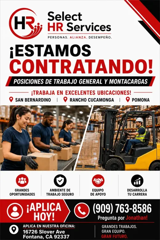 Oportunidades de Trabajo en Posiciones Generales y Montacargas