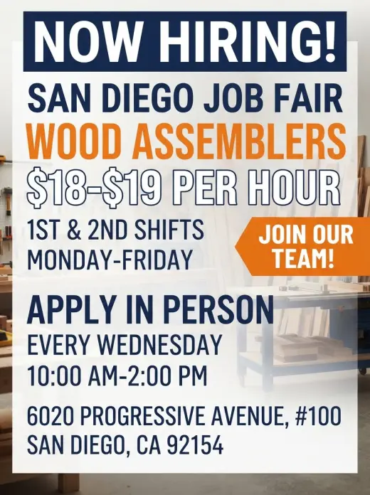 Oportunidad de Empleo: Se Necesitan Montadores de Madera en San Diego