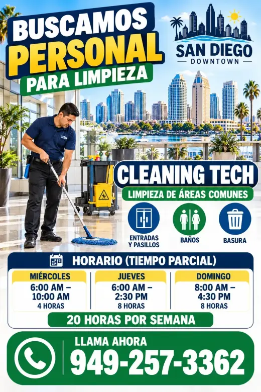 TRABAJO DE LIMPIEZA EN SAN DIEGO PART TIME