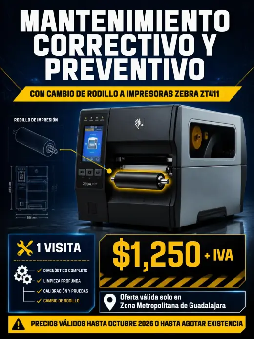 Mantenimiento Correctivo y Preventivo con cambio de rodillo a Impresora ZT411