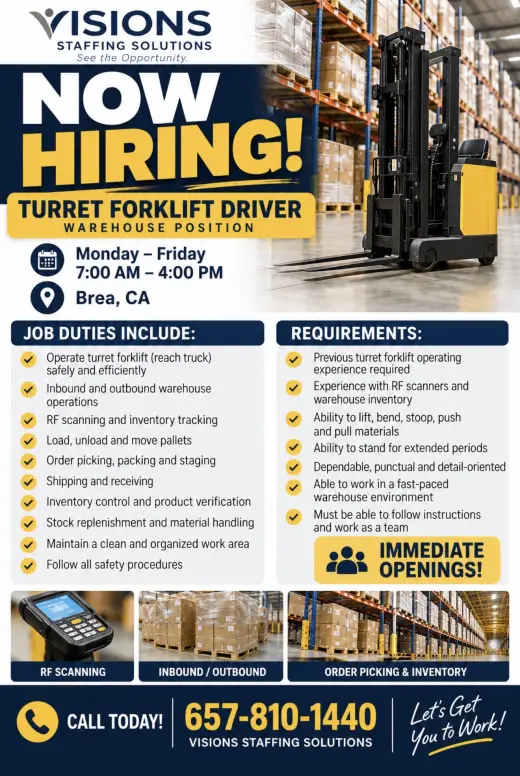 Forklift driver-Turret- shipping