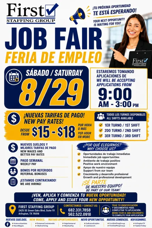 🚨💰 ¡NUEVOS SUELDOS! DE $15 A $18+ POR HORA — ¡ESTAMOS CONTRATANDO! 💰🚨