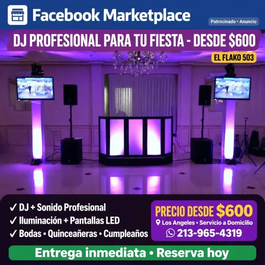 DJ CON PANTALLAS LED Y LUCES PARA XV AÑOS Y BODAS - LOS ANGELES Y ALREDEDORES
