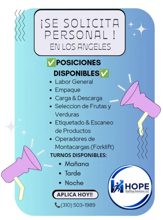 🚨¡SE SOLICITA PERSONAL!🚨