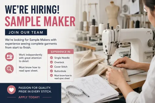Sample Makers with experience sewing complete garments