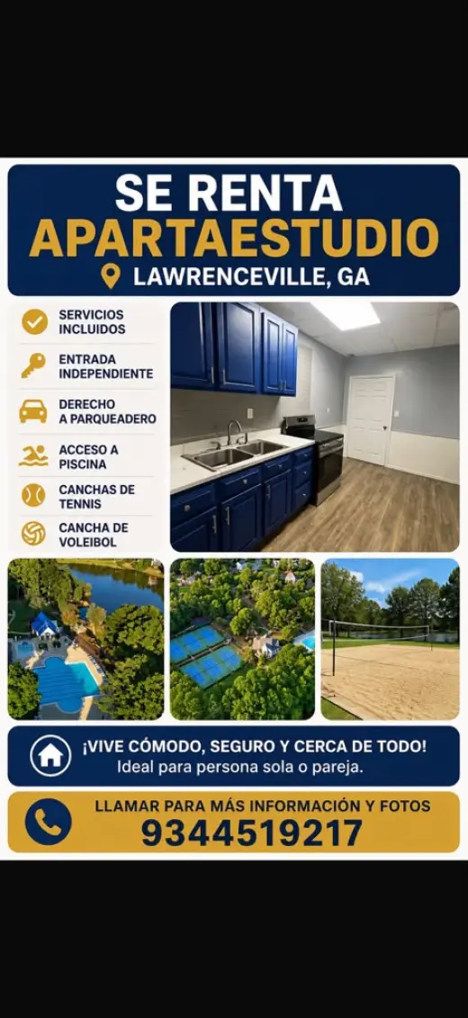 Apartaestudio en Renta en Lawrenceville, GA