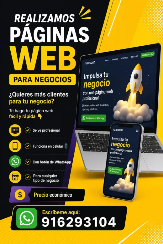 Realizamos páginas web para negocio (Económicas y Profesionales)