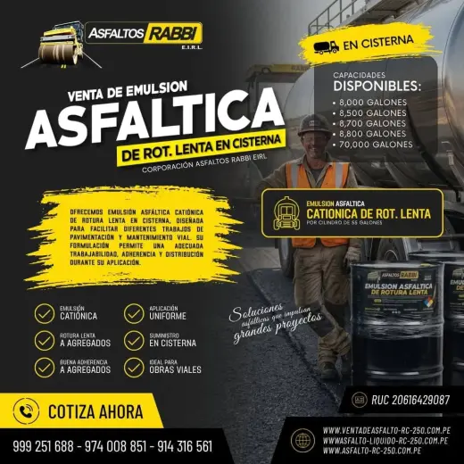 Ofertamos asfalto líquido MC-30 en cisternas calidad garantizada para tus obras