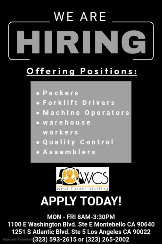 NOW HIRING