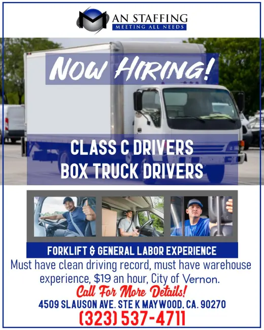 Hiring Class C and Box Truck Drivers