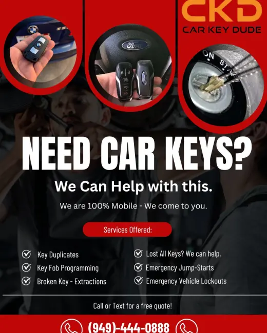 Need Car Keys? We 100% Mobile, and we come to you.