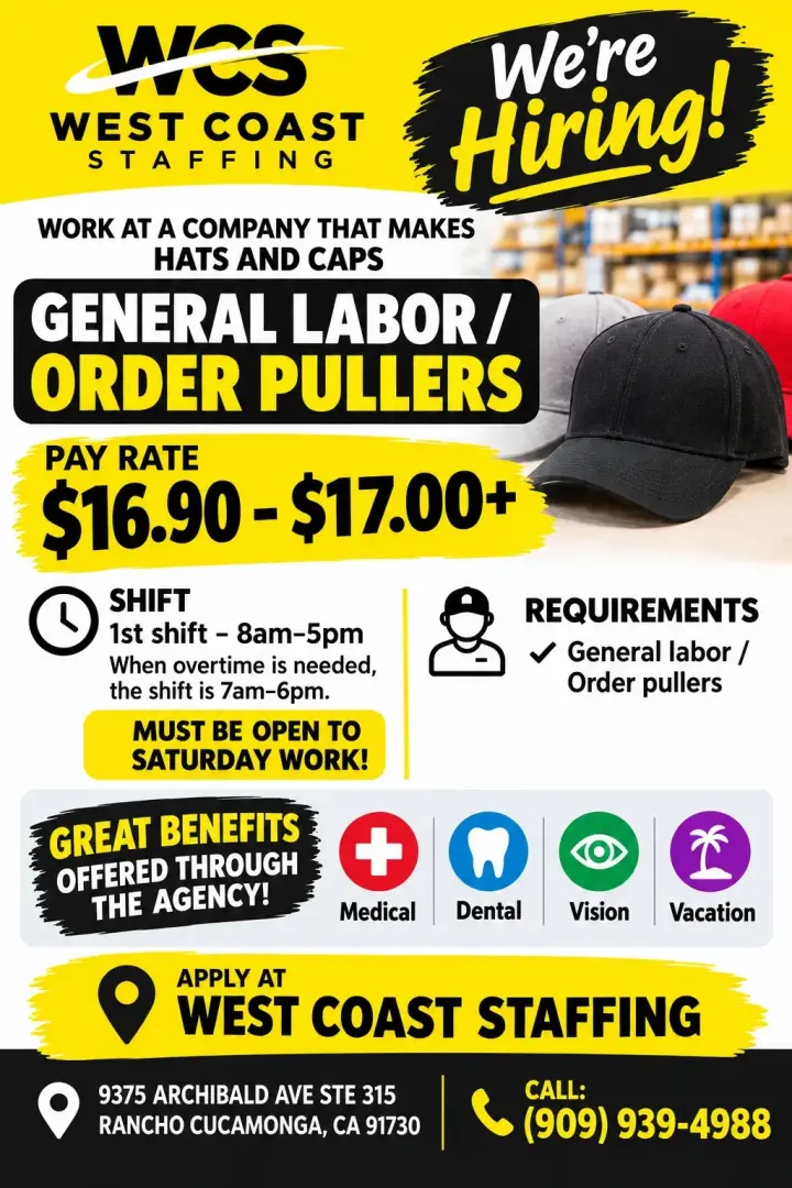 General Labor/Order Pullers