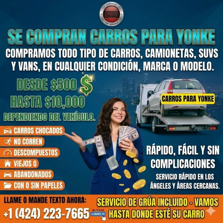 Compramos Carros Para Yonke - $1,000 A $10,000 En Efectivo
