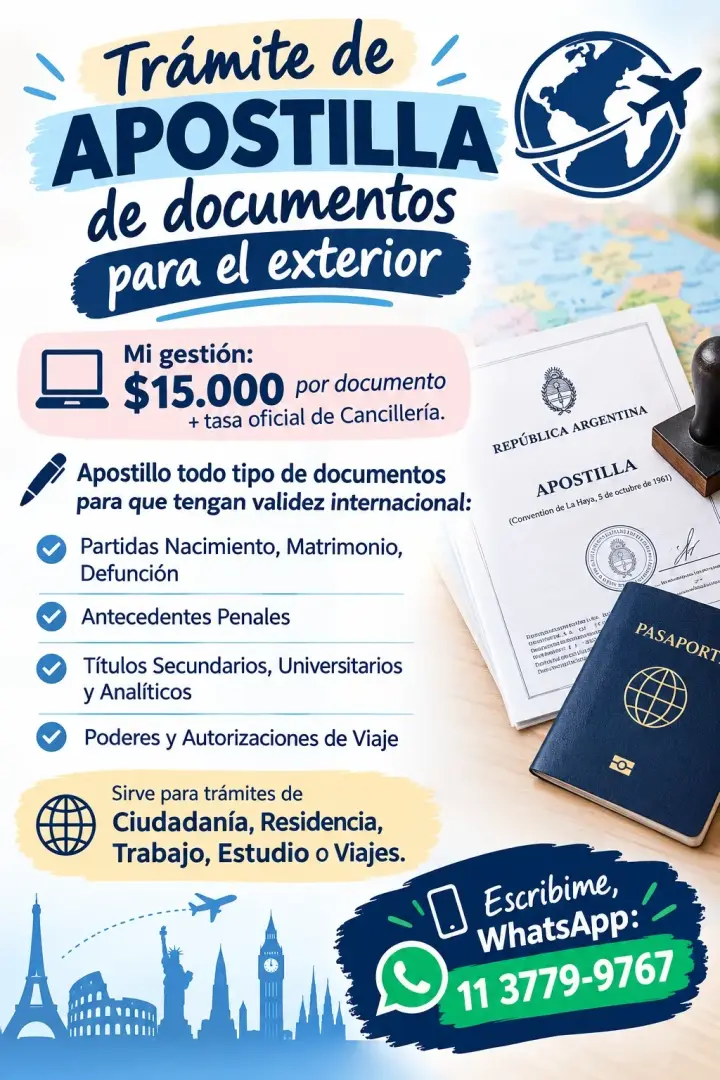 Trámite de apostilla de documentos para el exterior