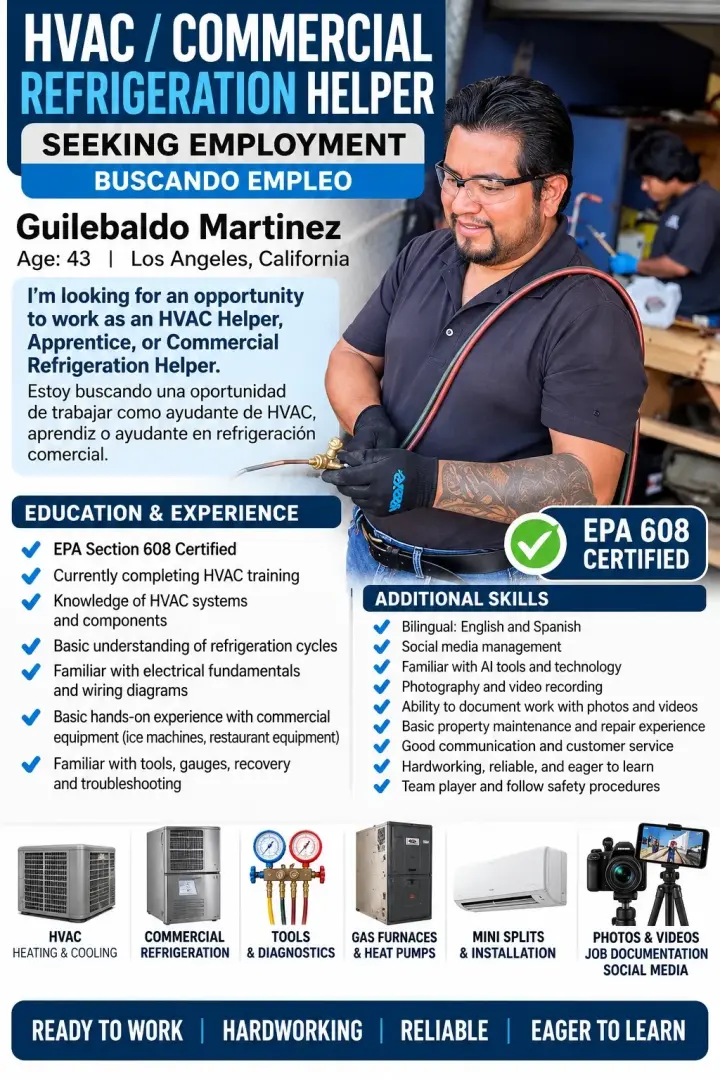 Entry-Level HVAC Technician – Looking for Work