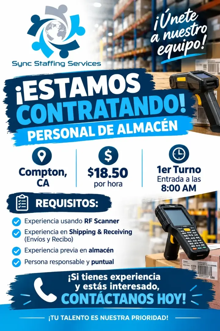 🚨 ¡ESTAMOS CONTRATANDO! – PERSONAL DE ALMACÉN 🚨