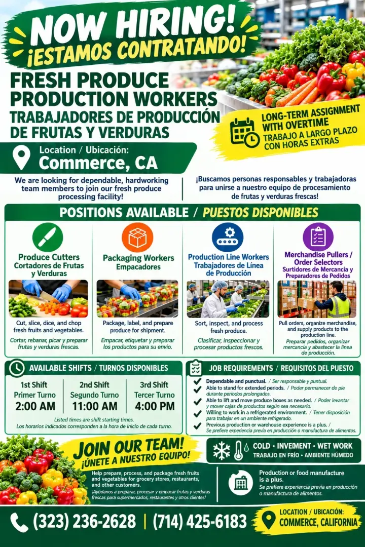 NOW HIRING! / ¡ESTAMOS CONTRATANDO!