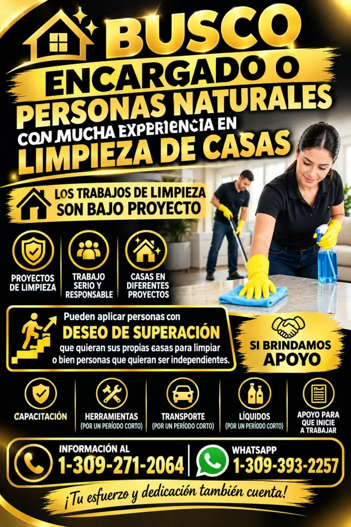 OPORTUNIDADES DE EMPRENDEDORES DE LIMPIEZA DE CASAS / TRABAJOS