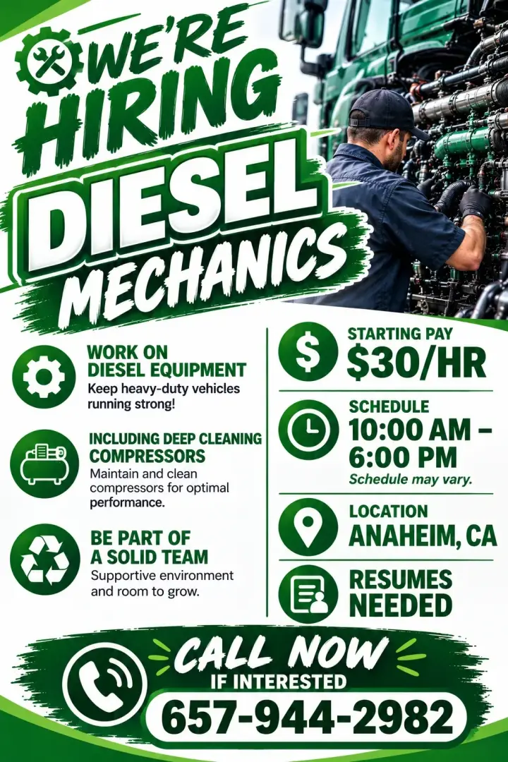 Diesel Mechanic / Mecánico Diésel
