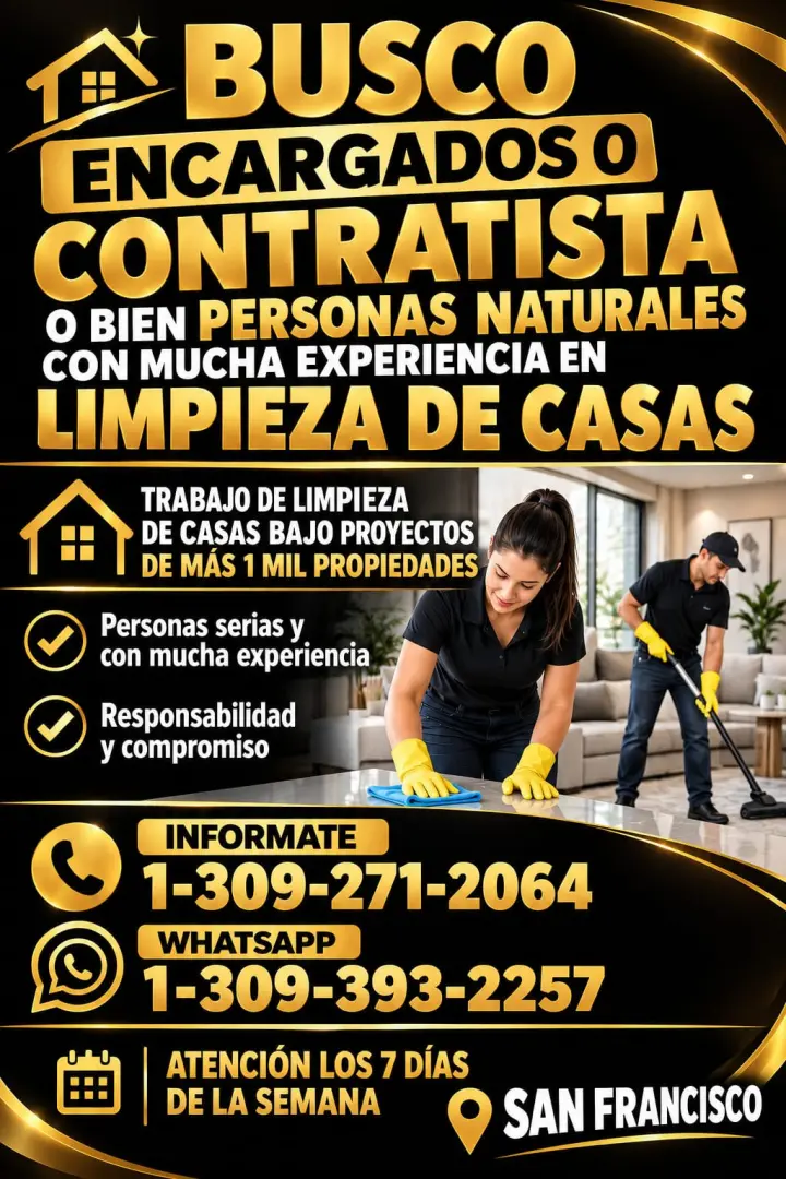 BUSCO PERSONAS CON EXPERIENCIA EN LIMPIEZA DE CASAS TRABAJO POR PROYECTOS